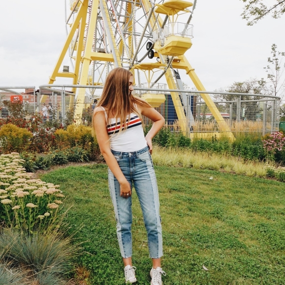 Garage Two-Tone High Rise Mom Jeans Size 1 - Picture 2 of 16
